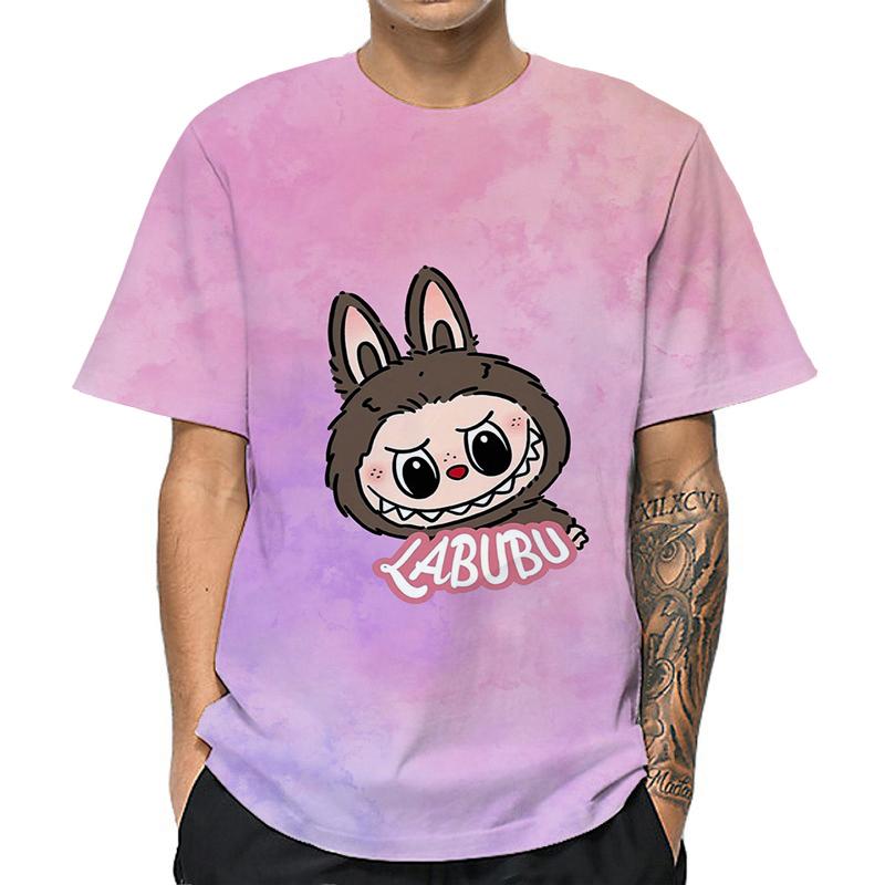 

Футболка женская с принтом мультяшного эльфа, графическая, Labubu, летняя, повседневная, мужская, топ, свободная, оверсайз, с коротким рукавом XL