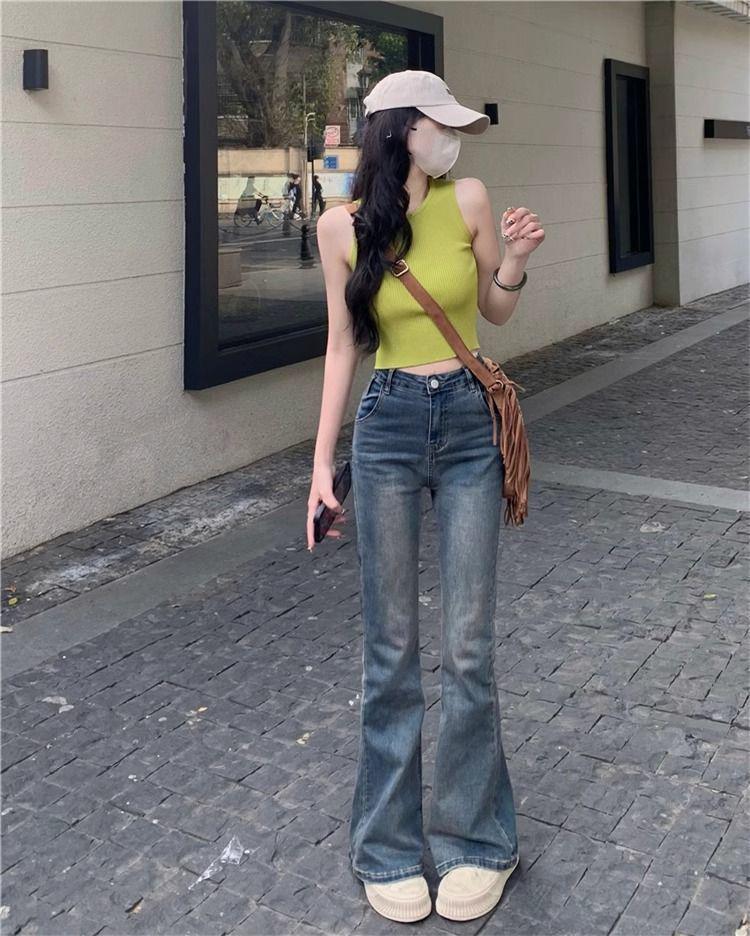 Spicy Girl Slim Fit Cropped Knit Tank Top - Summer 2025 Slimming Sleeveless Camisole for Women