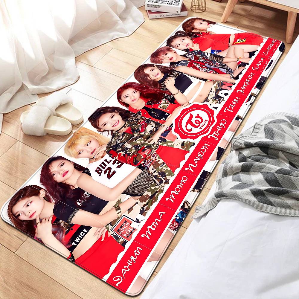 Kpop T-Twice Floor Mat Anti-slip Absorb Water Long Strip Cushion Bedroon Mat Alfombra