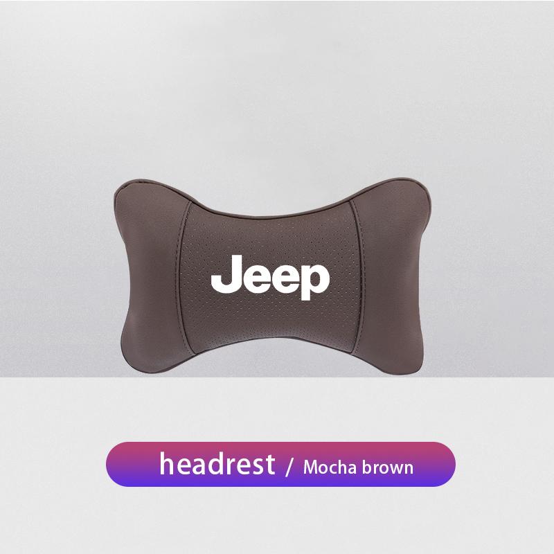 Per Jeep Cuscino per Collo per Sedile Auto Poggiatesta in Pelle Supporto Lombare per Jeep Grand Cherokee Wrangler JK Gladiator Compass Ren