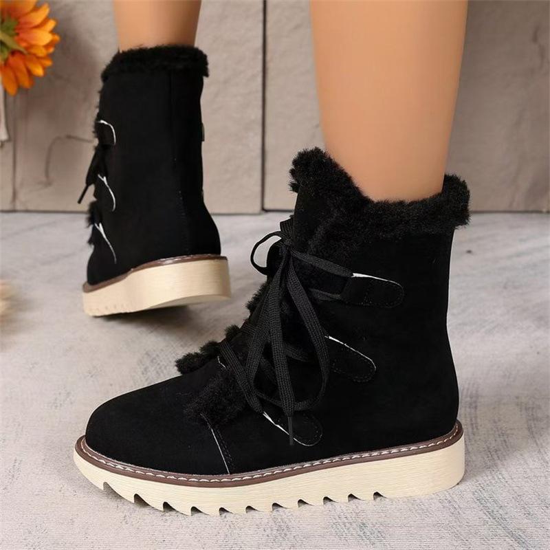 Plus-size Snow Boots for Women, New Fleece and Thickened Lace-up Warm Cotton Boots for Women, for Women