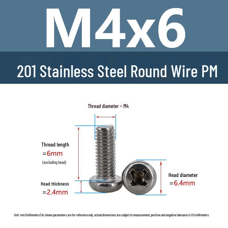 Yigu Yigu Stainless Steel Phillips Round Head Machine Screws M2-M8