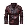 Fashion Casual Men's Leather Jacket Pu Leather Jacket European American Biker Clothing Fleece-lined Jacket