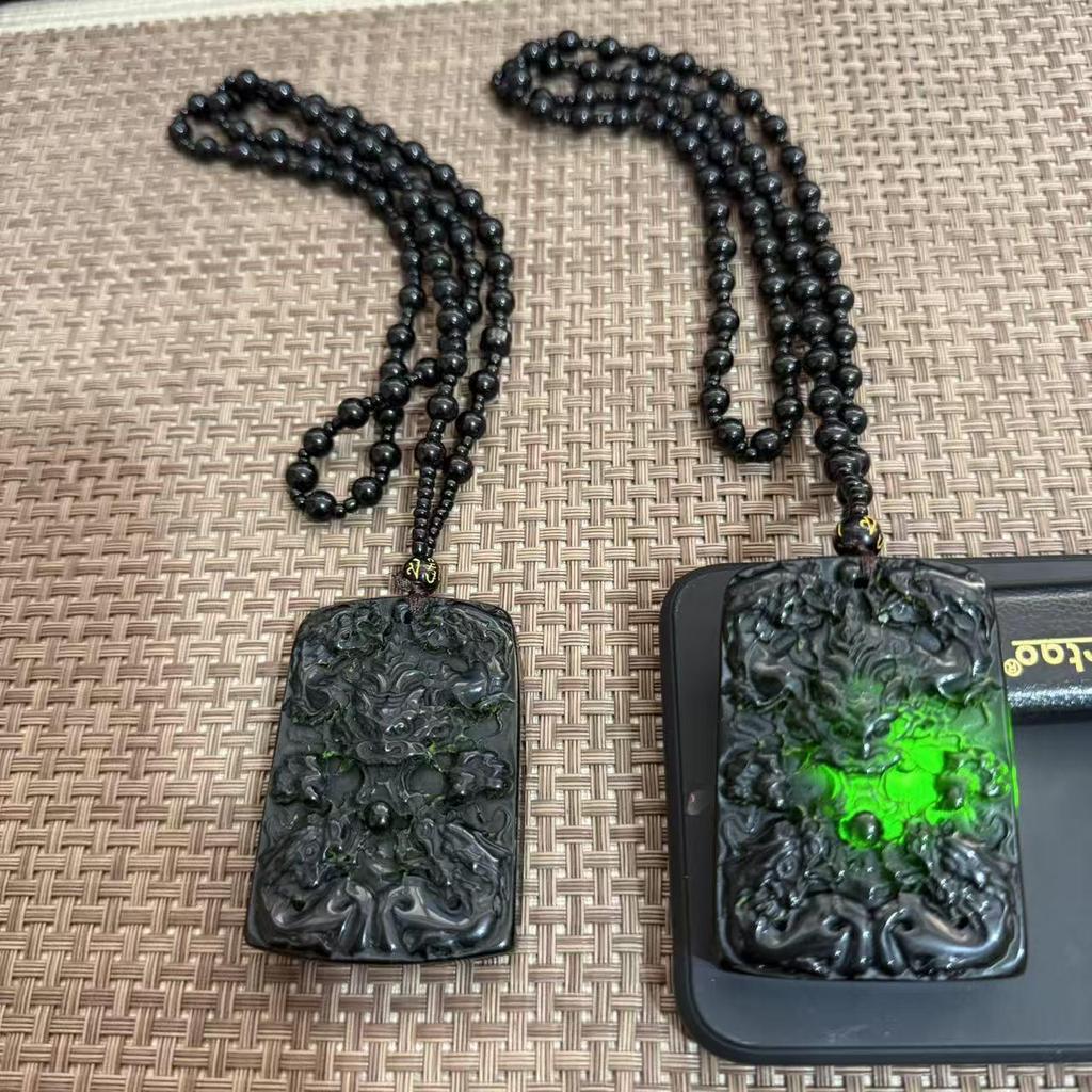Dragon Photochromic Pendant Necklace - Red, Green, Amber Resin Acrylic Jewelry