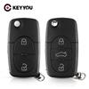 KEYYOU 10X Remote Fob Flip Replacement Car Key Case Shell For VW For Volkswagen Golf Polo T5 Passat Skoda Beetle CR2032 Blade