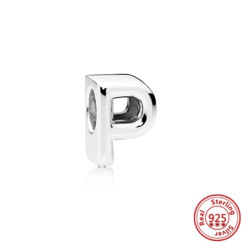 New 100% Real S925 Sterling Silver Letter Alphabet A-Z Charm Beads Fit Original  Charms Bracelet Pendant Women DIY Jewelry