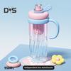 Reusable Drinking Mug Iced Coffee Cup Gradient Color Smoothie Cup 950ml Tumbler with Straw Leakproof BPA-Free Plastic Cup for Students