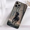 Art G-Galloping Horse Phone Case For iPhone 16,15,14,13,12,11 Plus,Pro Max,XS,X,XR,SE,Mini,8,7 Soft Silicone Black Cover
