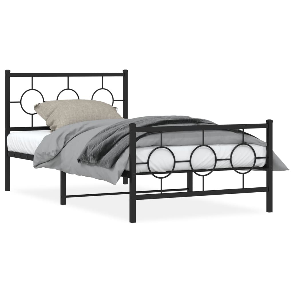 Vidaxl Struttura Letto in Metallo con Testiera e Pediera, Nera, 100X200cm
