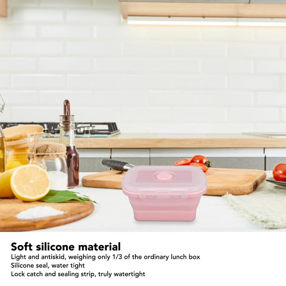 2PCS Silicone Lunch Storage Container Collapsible Design Airtight Kitchen Organizer For Camping