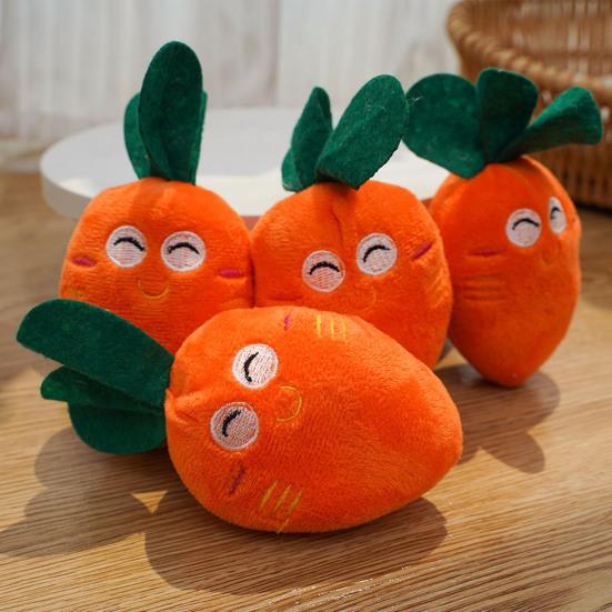 Plush Carrot Dog Toy Cute Squeaky Carrot Dog Chew Toy Soft Puppy Teething Toy for Dogs Anxiety Relief Interactive