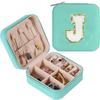 Large Capacity Jewelry Box for Stud Earrings and Rings - Portable Leather Storage with Letter Design