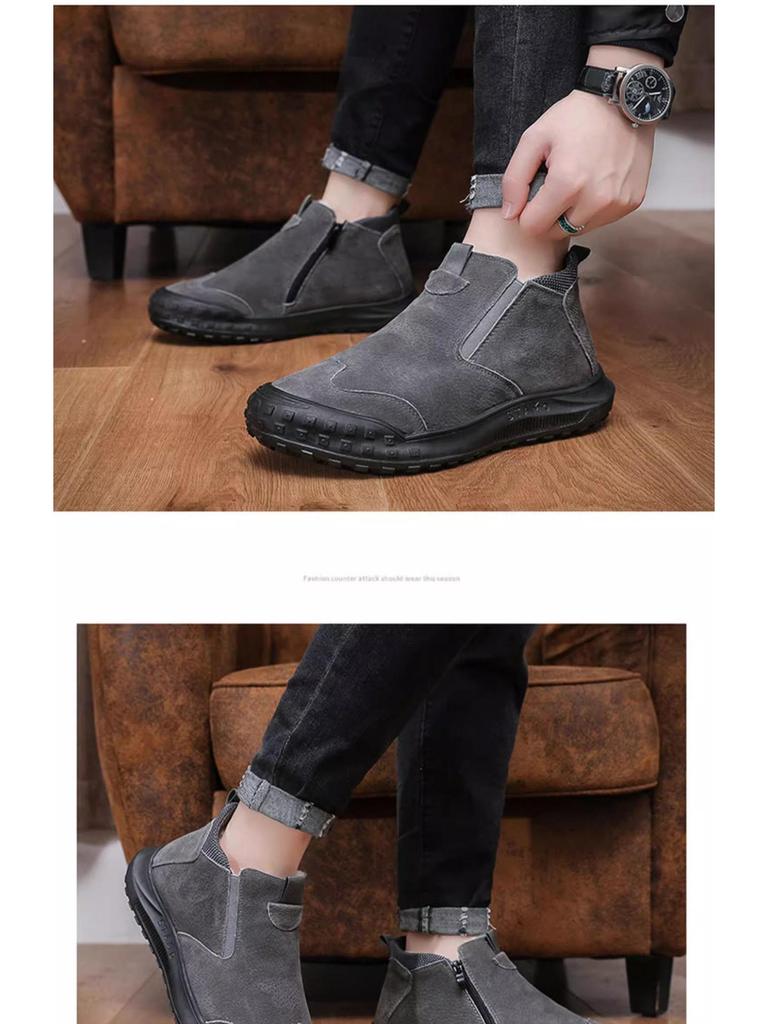 Men’s Winter Snow Boots: Trendy, Warm, Non-Slip, Plus Velvet, Thick Casual Cotton Shoes