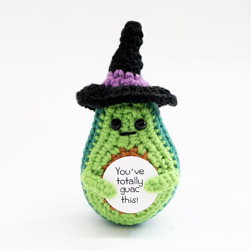 Handmade Knitted Halloween Pumpkin Doll With Card Home Decoration Crochet Positive Energy Pumpkin Dolls Room Christmas Gifts