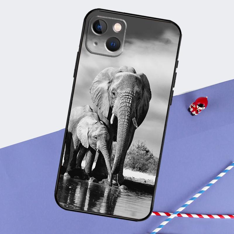Elephant Animal Phone Case For iPhone 16 15 Pro Max 12 13 Mini 11 14 Pro Max XR 16 15 Plus 16e Cover Coque