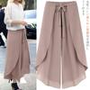 Layered Gaucho Irregular Elastic Solid Loose Perfect for Summer [7-livehouse] Women's Wide-Leg Pants, Pants, High-Waisted Pants, Chiffon, Pattern,
