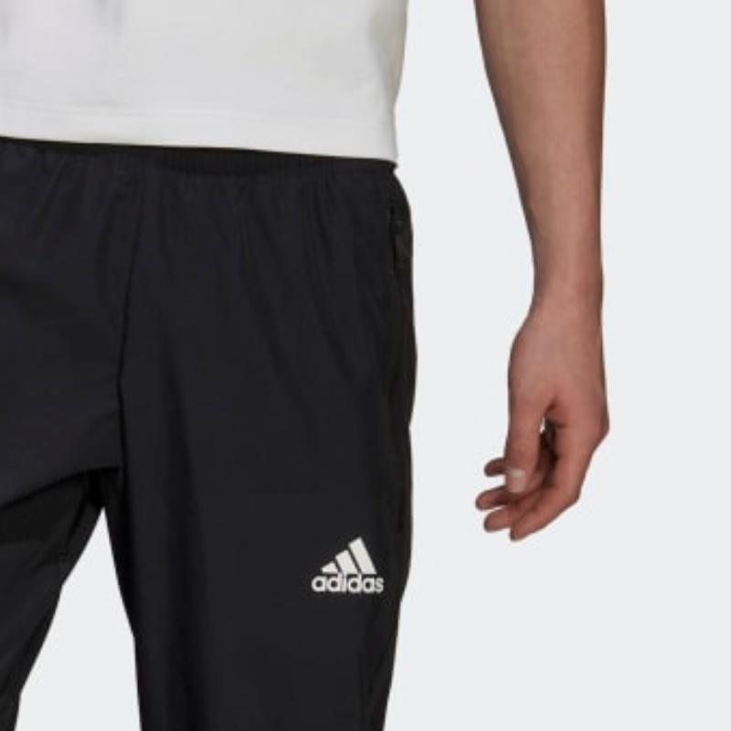 Adidas FW22 Solid Color Logo Print Mid-Rise Casual Sports Pants Men Bottoms Black HE4309