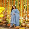 Serene Powder Blue: Geometric Embroidered Cotton Kurta Set with Matching Dupatta