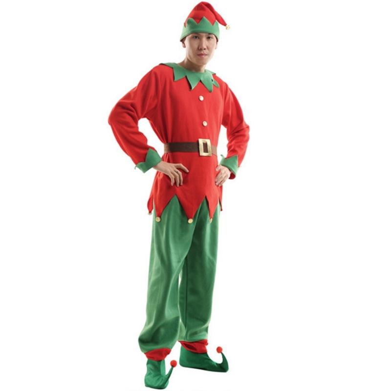 Fancy Dress Outfit Costume Mens Womens Christmas Elf Costume Elf Hat with Ears Adult XL