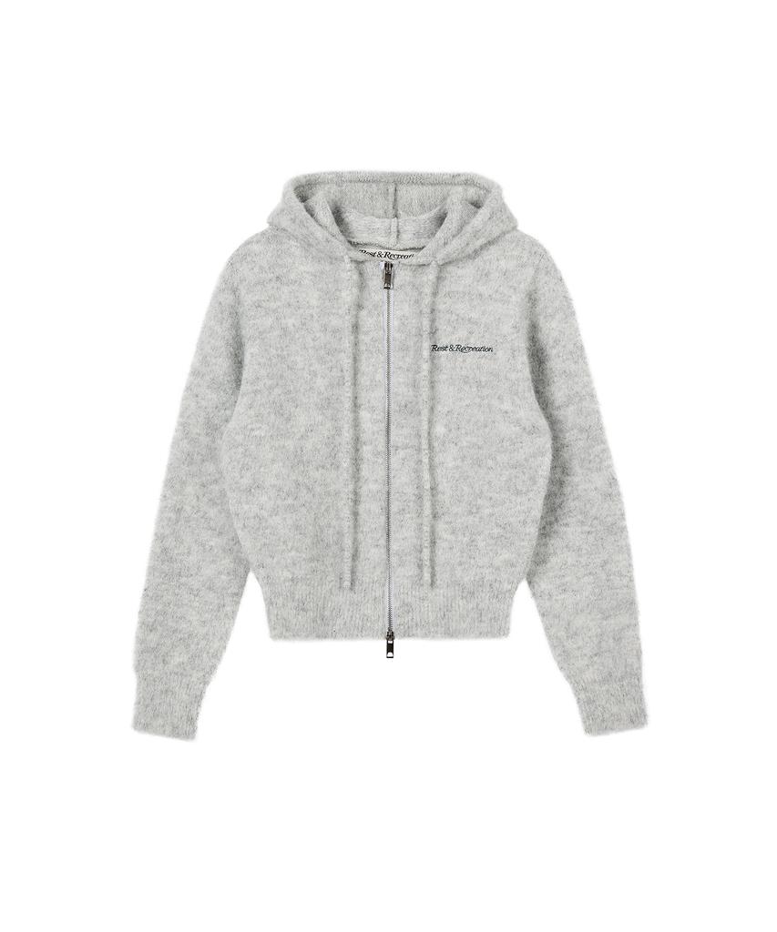 REST&RECREATION Hairy Knit Hood Zip-Up - Light Gray
