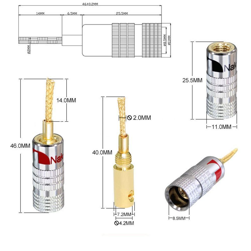 24K Musical Sound Banana Plug Pin Screw Type for Speaker Wire Speaker Wire Cable Connectors Gold Plated with Screw Lock