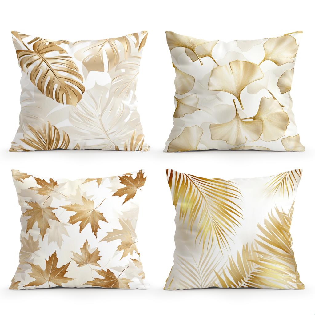 Golden Leaves Cushion Pillowcase Printed Polyester 40/45/50Cm Throw Pillowcover Decorative Sofa Cushion Pillowslip Home Decor