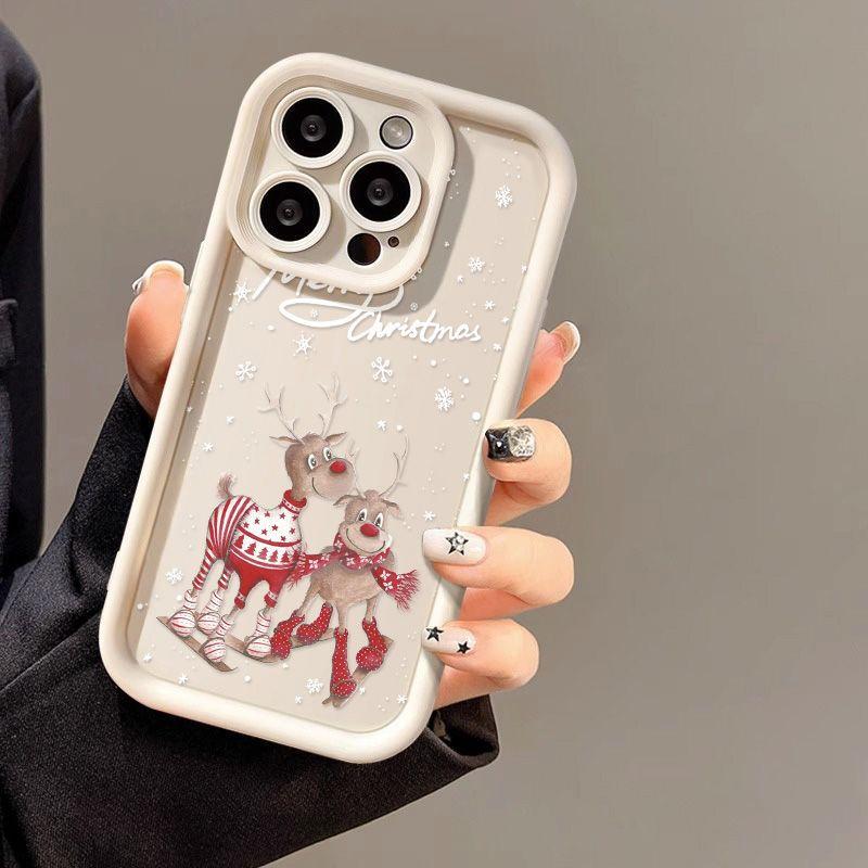 Christmas Elk for iPhone17 ProMax phone case 17 Apple 16 matte 14/15 premium 13 fine holes