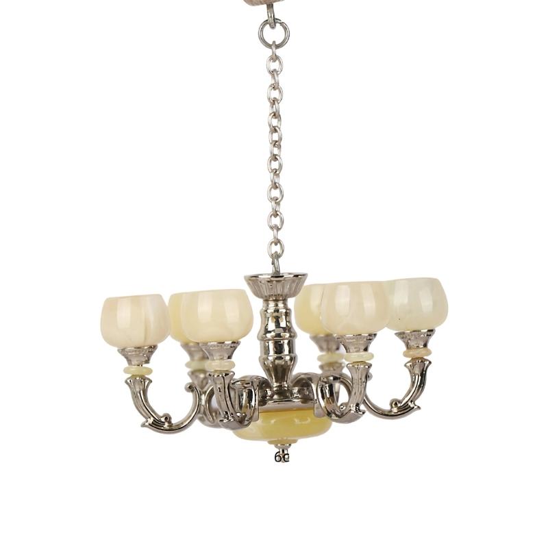 1/12 Miniature Chandelier Lamp Model Figurine Furniture For Doll House Living Room Decoration With Realistic Design