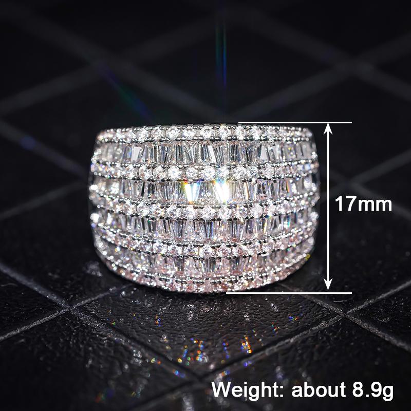 Huitan Charming Women Rings for Wedding Party Engagement Trendy Accessories Inlaid Bright Cubic Zirconia Silver Color Jewelry