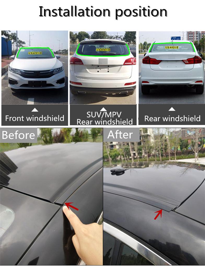 5M Car Windshield Waterproof Seal Edge Trim Rubber Soundproof Weatherstrip Black