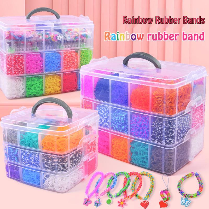 15000-Piece Rainbow Rubber Band DIY Bracelet Kit for Kids