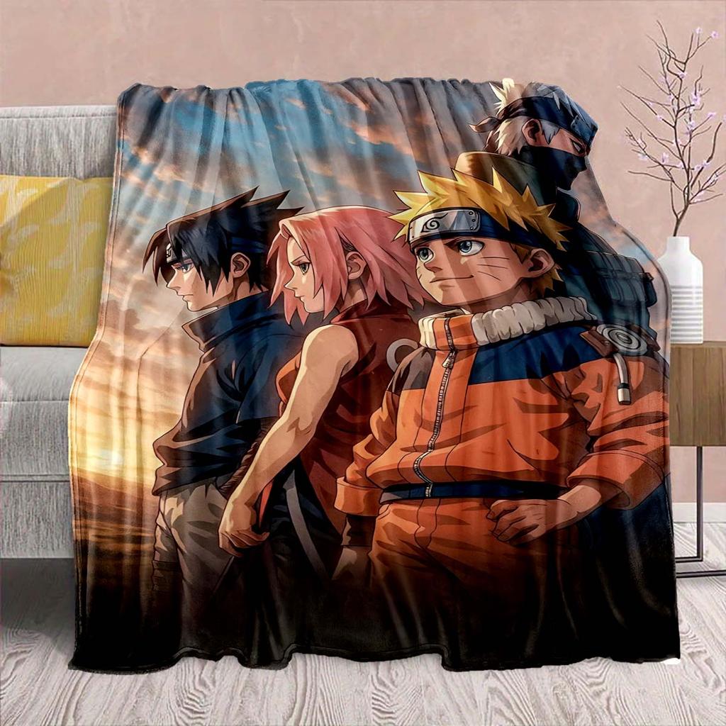 Naruto Anime Flannel Blanket - Soft Warm Perfect for Sofa, Bedding Camping Travel Office Home Decor -QJY