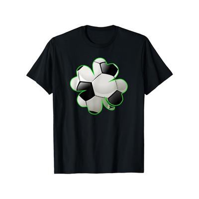 Europäische Größen Fußball Kleeblatt St. St. Patrick's Day T-Shirt, Lässiges Rundhals-Outdoor-Kurzarm-T-Shirt, St. St. Patrick's Day T-Shirt