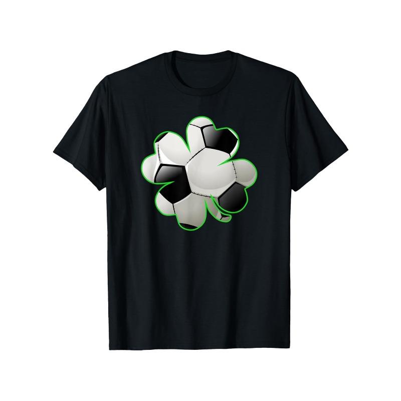 European sizes Football Four-leaf Clover St. Patrick s Day T-shirt, Casual Crew Neck Outdoor Short Sleeve T-shirt, St. Patrick s Day T-shirt S чёрный