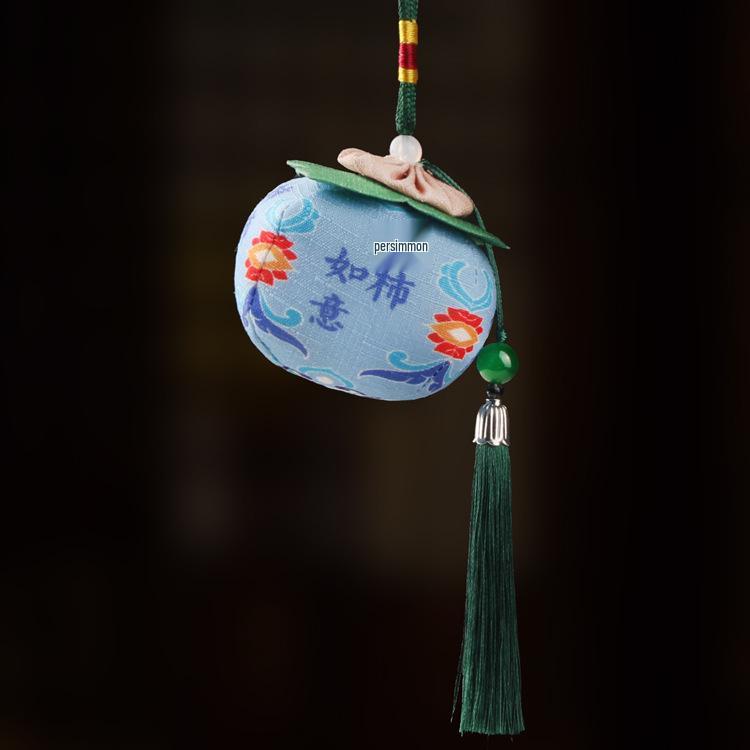 Handmade Persimmon Mugwort Sachet Pendant - Dragon Boat Festival Scented Gift 20g