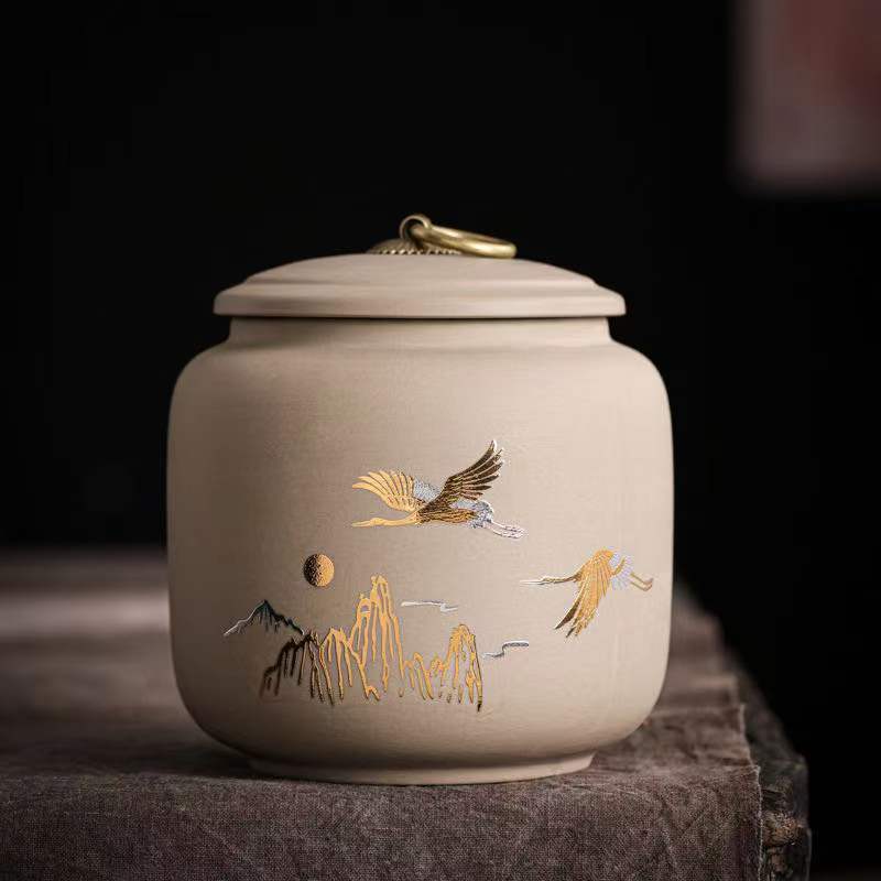 High-grade Rough Pottery Tea Sealed Jar Home Flower Tea Dried Fruit Moisture-proof Storage Cans Small Size Tea Packaging Caddy