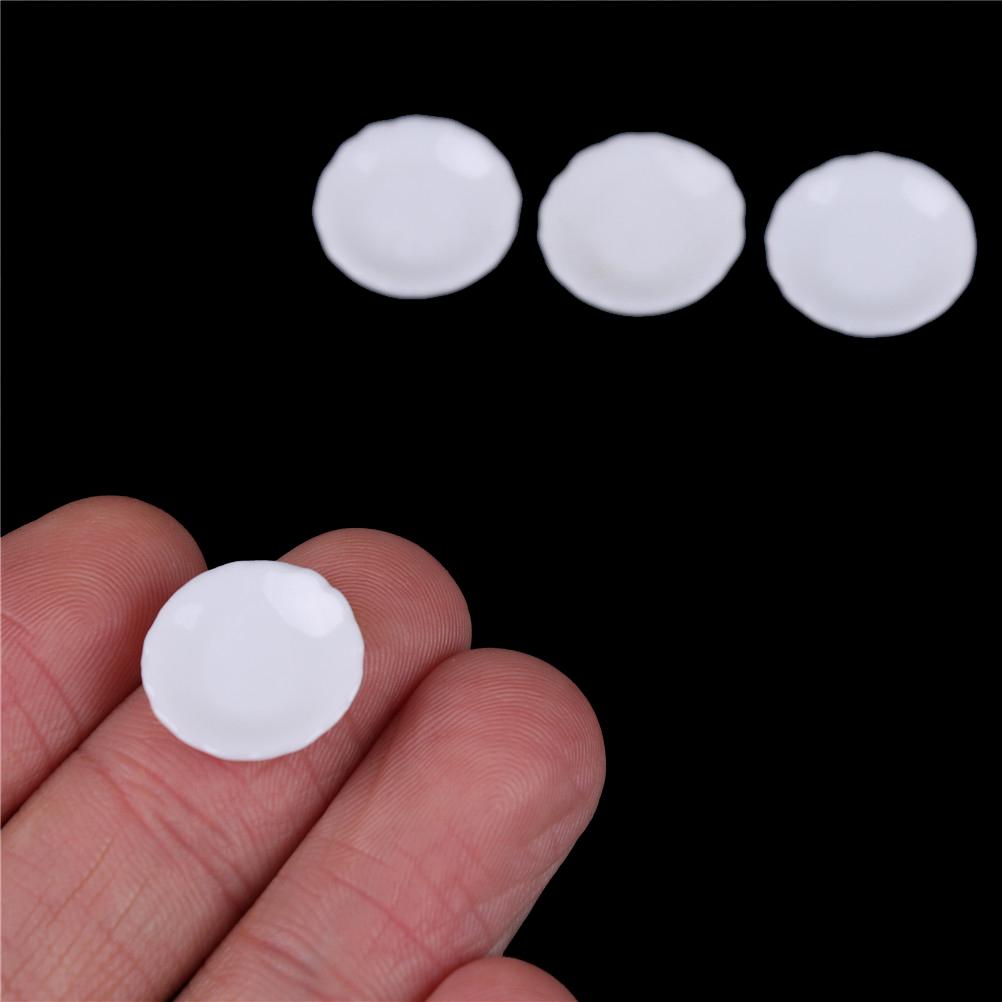 4Pcs 1/12 Dollhouse Miniature White Round Dishes Plate Tableware Kitchen Toy