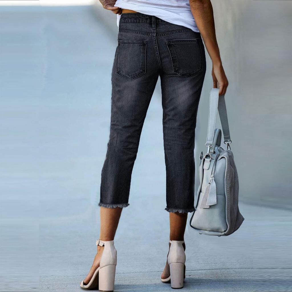 Women's Stretch Fashion Versatile Embroidered Edge Fade Pants