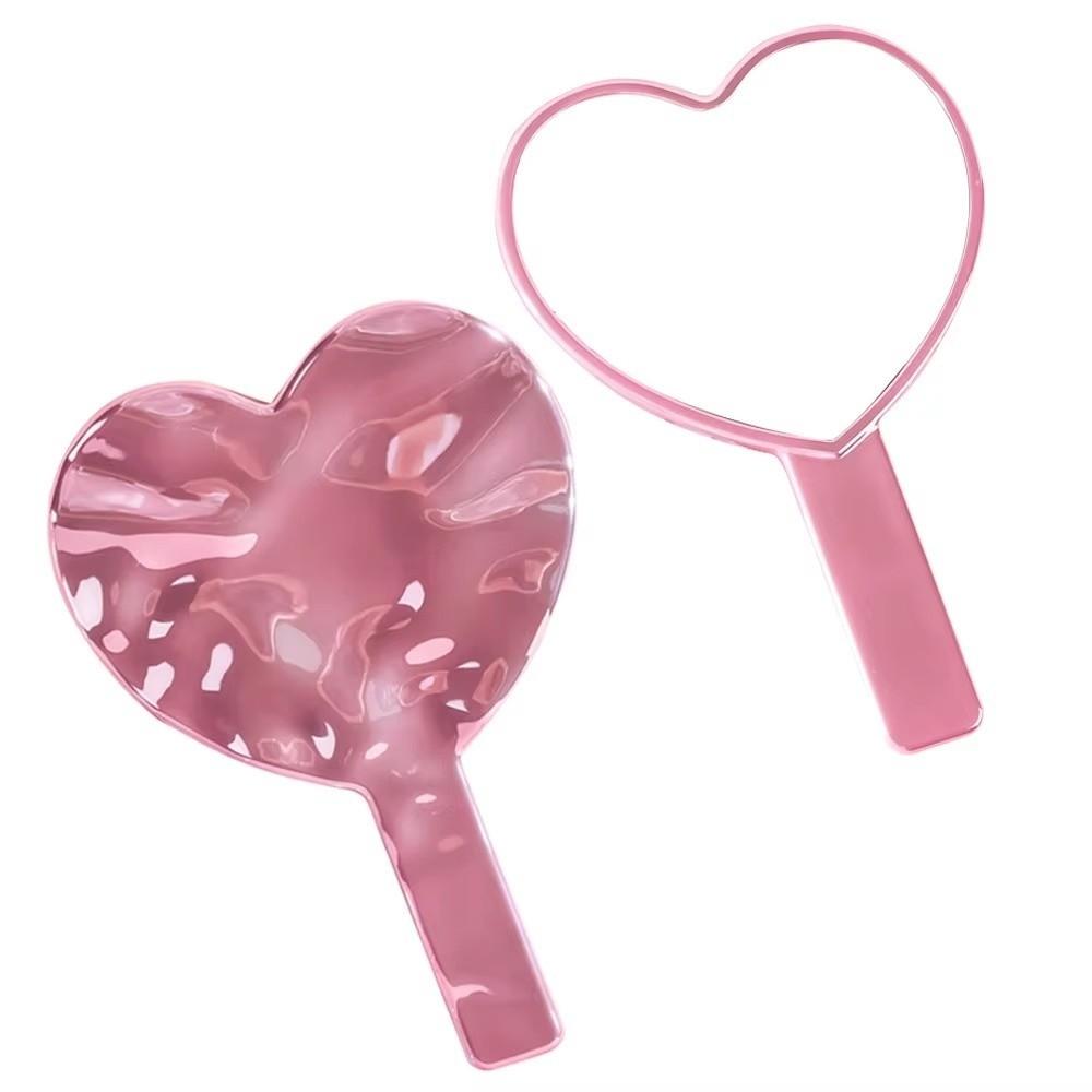 Portable Handheld Makeup Mirror Water Ripple Eyelash Extension Tool Electroplate Mirror Love Shape Beauty Accessories