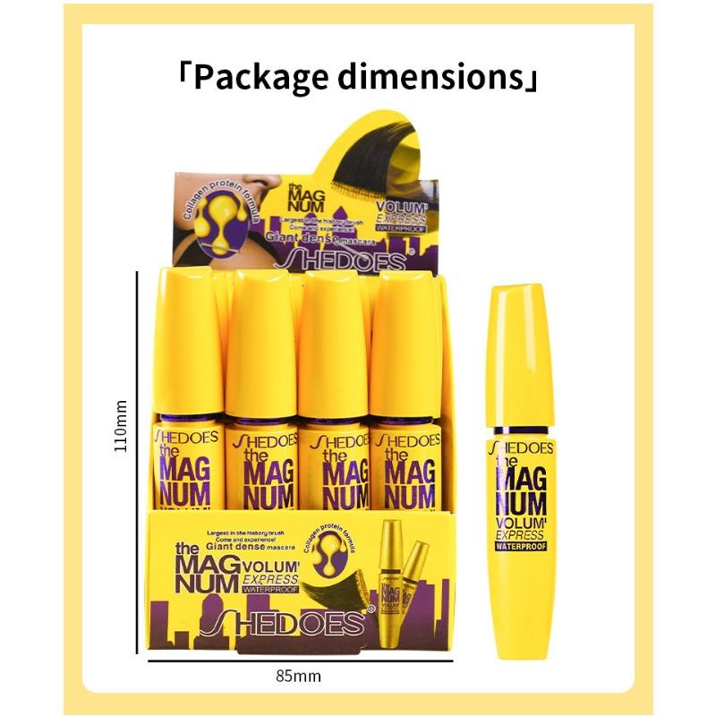 1PC popular yellow fat mascara waterproof, slender, curled and dense, natural and long-lasting, non-smudging