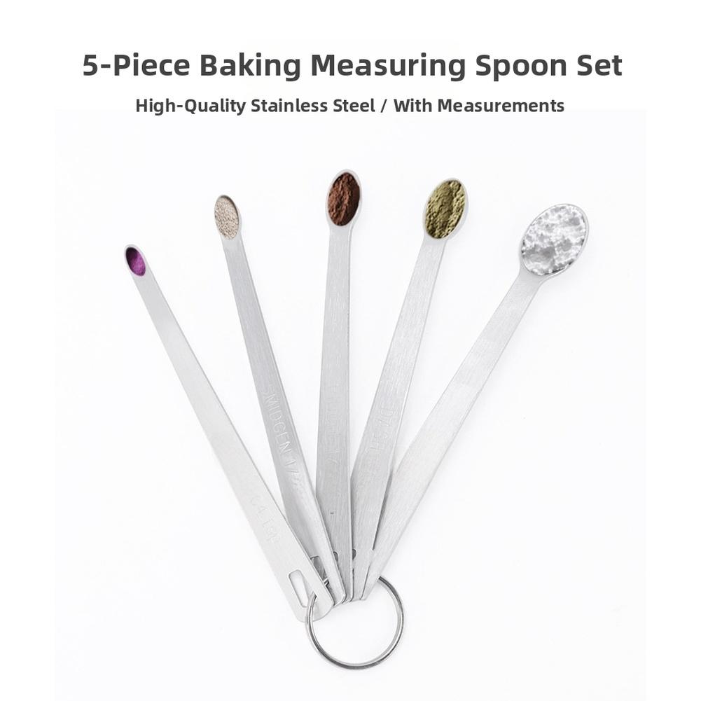 Juego de 5 Cucharas Medidoras de Acero Inoxidable con Identificación Clara TAD DASH PINCH SMIDGEN DROP para Uso en Cocina