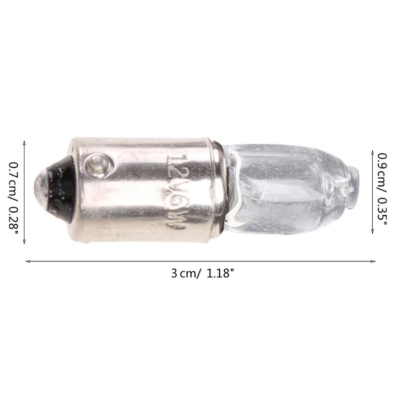 10Pcs H6W 434 BAX9S 12V 6W Clear Glass Miniature Lamp C2R Filament Car Bulbsc Interior Lamp Parking Lamp Side Light Lamp Tail