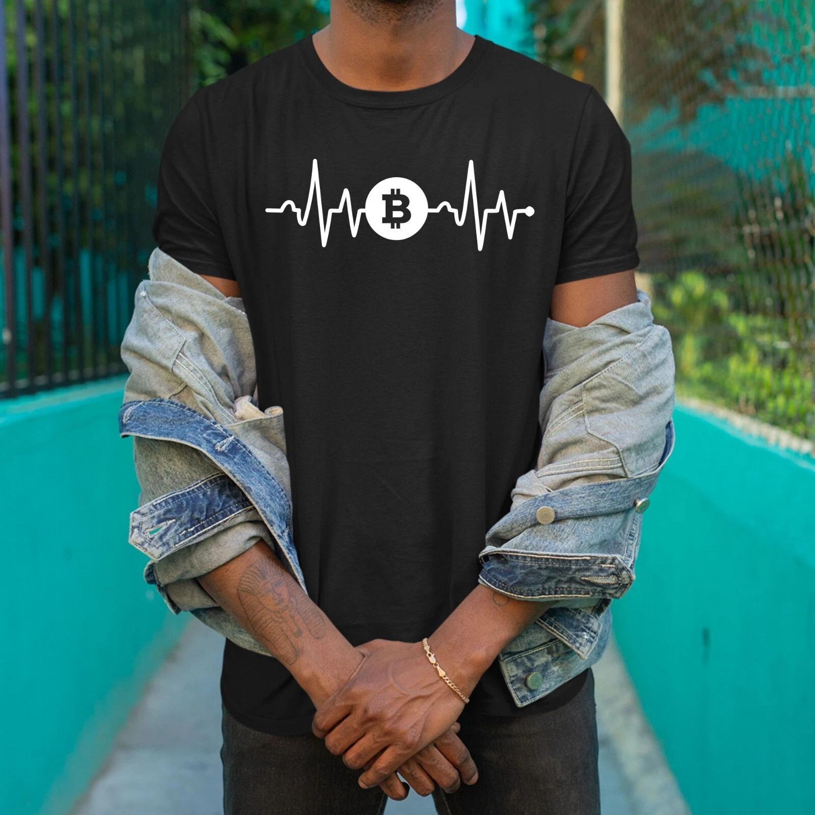 Bitcoin Heartbeat Cryptocurrency T-Shirt BTC Crypto Unisex Tee Top Birthday Gift S