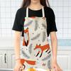 1Pcs Cute Fox Cat Pattern Apron, Waterproof Oil-proof Cotton Linen for Women Men Kids Kitchen