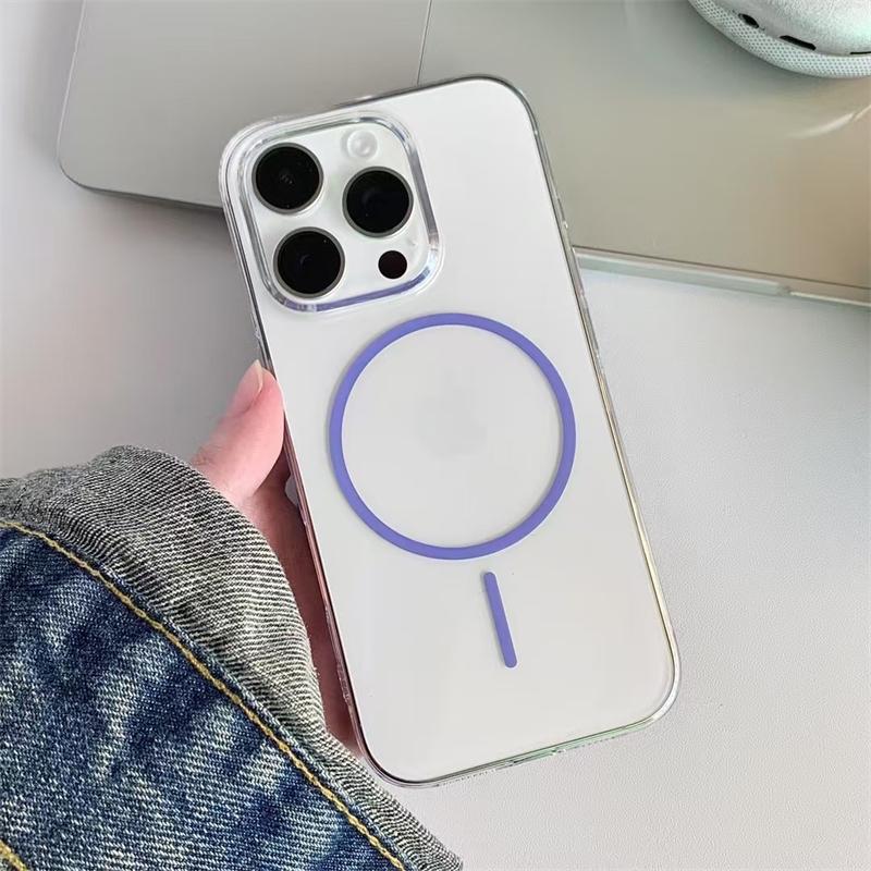 For Magsafe Transparent Hard PC Phone Cases For iPhone 16 15 14 13 12 11 Pro Max 16e Plus Magnetic Wireless Charging Clear Cover