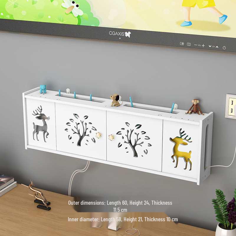 Wall-Mounted No-Drill WiFi Router and TV Set-Top Box Shelf for Living Room/Bedroom