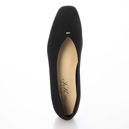 IK Plus Center Seam Stud Flat Pumps, 1625-11, Women's, Black Suede, Size 25.5 Cm, 2E