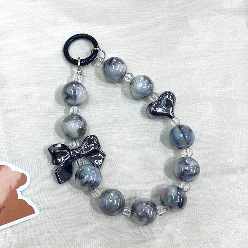 

Солодкий бантик Телефонний ланцюжок Двоколірні намистини Футляр для навушників Кулон Автомобіль Брелок Сумка Декор чорний