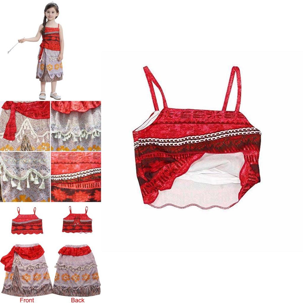 Princess Moana Cosplay Costume Set For Little Girls With Hawaiian Style Features