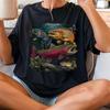 Vintage Trout Fishing Colorful Freshwater Fish Graphic Tee | Rustic Outdoor Angler Shirt